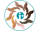 An unaltered IR teal logo surrounded by 8 hands in a circle representing different cultures.