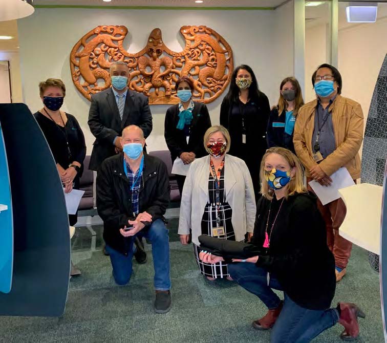 Pictured from left to right are Glenda Feely, Kaumatua Hēmi Pirihi, Robert Grewar, Nimma Lal, Anouschka Adolph, Fiona Auld, Sherree Perfect, Alia Auld and Troy Manalo.