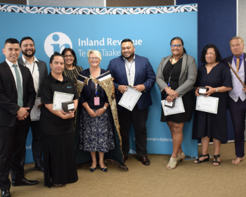 Pictured at the anniversary from left to right: Corey Sinclair, Charles Goldsmith, Kylee Lambert, Aroha Paranihi, Naomi Ferguson, Rhys Mohi, Dayveen Stephens, Charmaine Ratima, and Ian Procter.