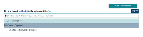 Error information - "A tax code must be provided".