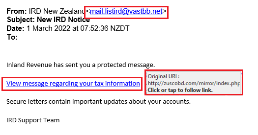 images showing IRD scam